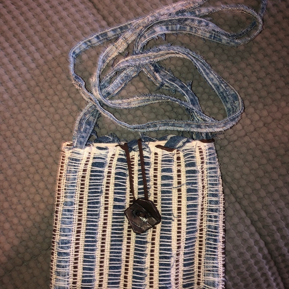Handmade Denim boho crossbody purse - Picture 5 of 5